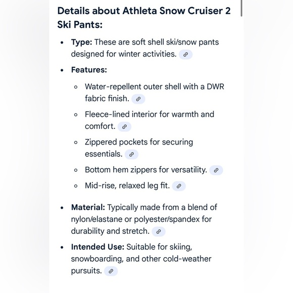 Athleta snow cruiser 2 soft shell pants 2 - Picture 10 of 11